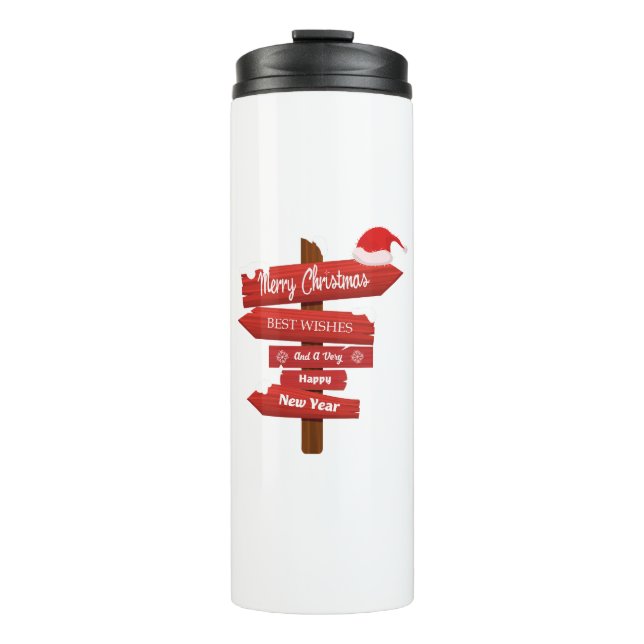 Merry Christmas and Happy New Year Wooden Arrows Thermal Tumbler (Front)