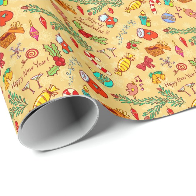 Merry Christmas And Happy New Year Wrapping Paper (Roll Corner)