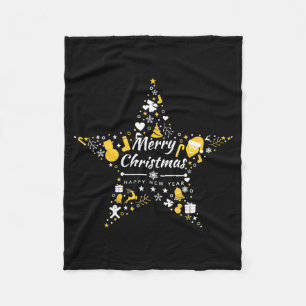 Merry Christmas And Happy New Year Xmas Star  Fleece Blanket