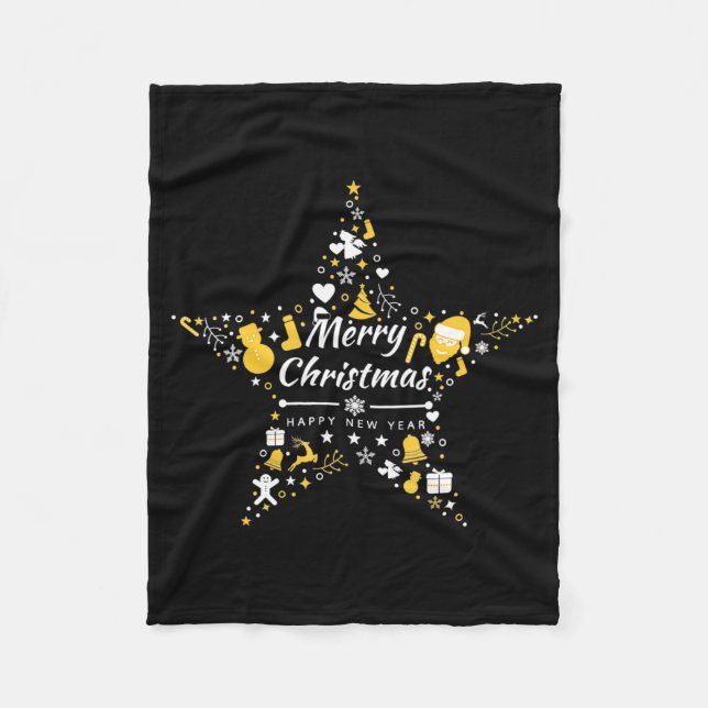 Merry Christmas And Happy New Year Xmas Star  Fleece Blanket (Front)