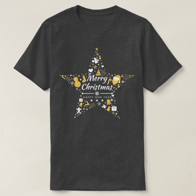 Merry Christmas and Happy New Year Xmas star  T-Shirt (Design Front)