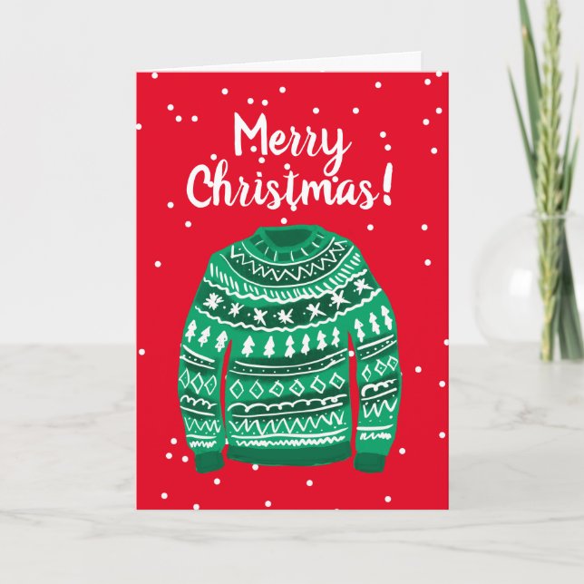 Merry Christmas and Happy New Year xmas sweater Holiday Card (Front)