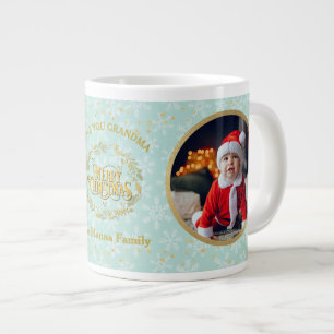 Merry Christmas and Love You Grandma   Two Photos  Large Coffee Mug