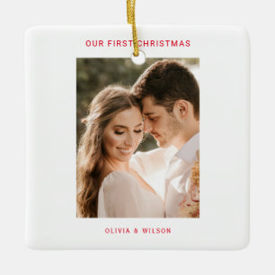 Merry Christmas and Married Photo Ceramic Ornament