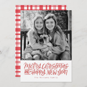 Merry Christmas And New Year Hand Lettered Holiday Card