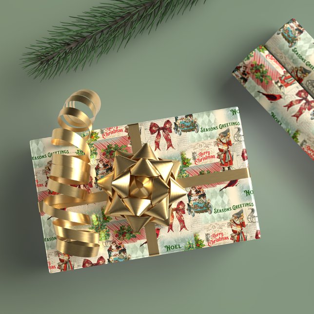 Merry Christmas and Seasons Greetings Vintage Wrapping Paper (Creator Uploaded)