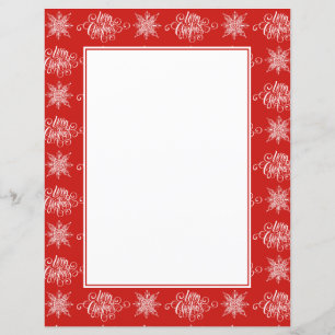 Merry Christmas and snowflakes stationery