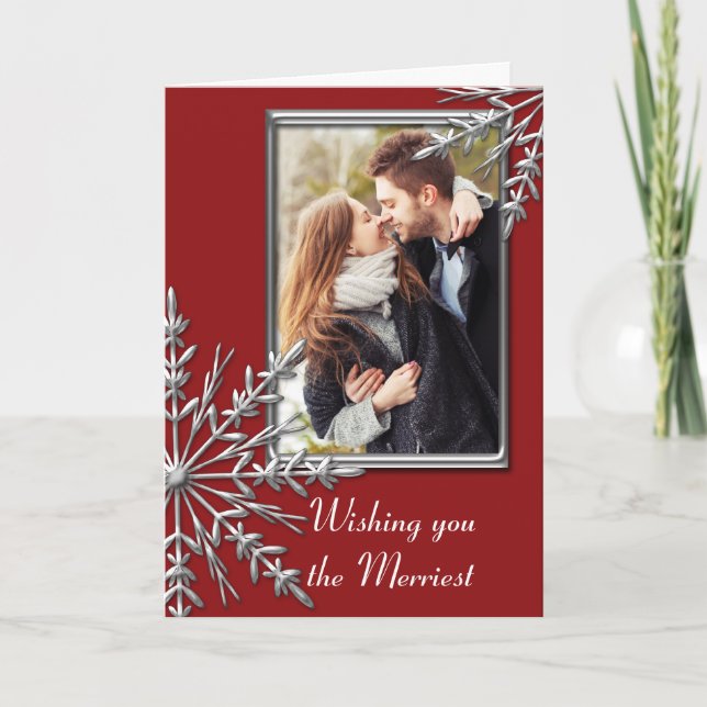 Merry Christmas and Wedding Save the Date Holiday Card (Front)