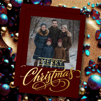 Merry Christmas and Your Photo Foil Holiday Card