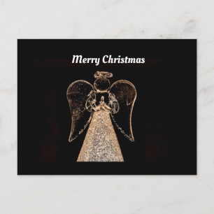 Merry Christmas Angel Black/Gold Holiday Postcard