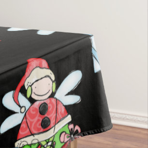 Merry Christmas Angel Black Tablecloth,  Tablecloth