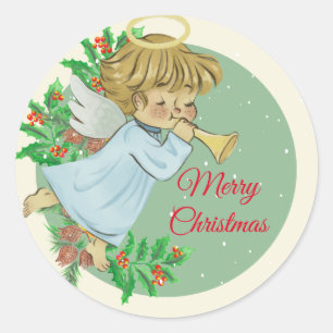 Merry Christmas angel  Classic Round Sticker