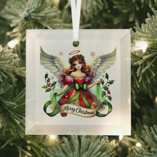  Merry Christmas Angel Glass Tree Decoration (Insitu)