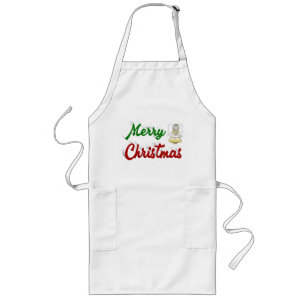 Merry Christmas Angel red green script Long Apron