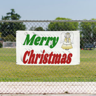 Merry Christmas Angel red green typography Banner