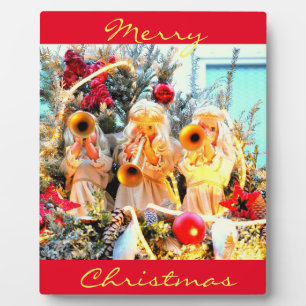 merry christmas angels trumpeting plaque