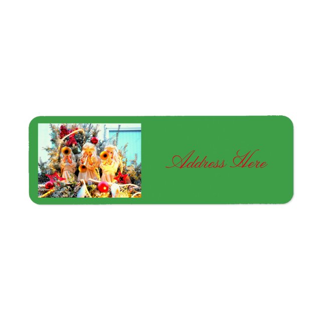Merry Christmas angels trumpeting Return Address Label (Front)