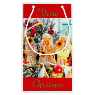Merry Christmas angels trumpeting Small Gift Bag