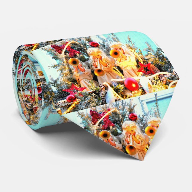 merry christmas angels trumpeting tie (Rolled)
