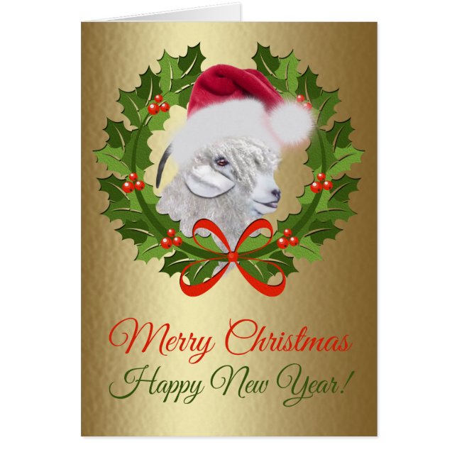 Merry Christmas Angora Doe Goat  Painting (Front)