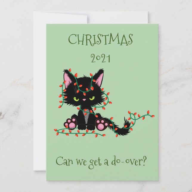 Merry Christmas Angry Kitty Cat Do-Over 2021 Holiday Card (Front)