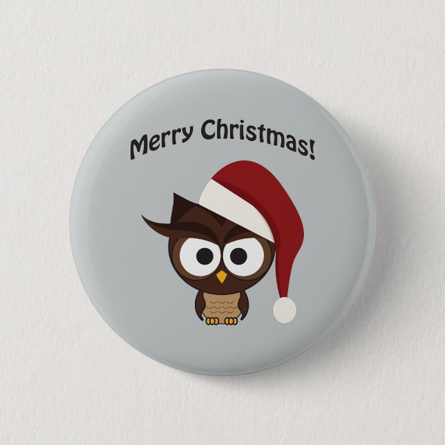 Merry Christmas Angry Owl 6 Cm Round Badge (Front)