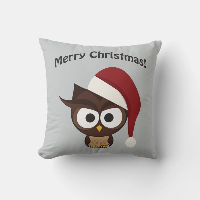 Merry Christmas Angry Owl Cushion (Front)