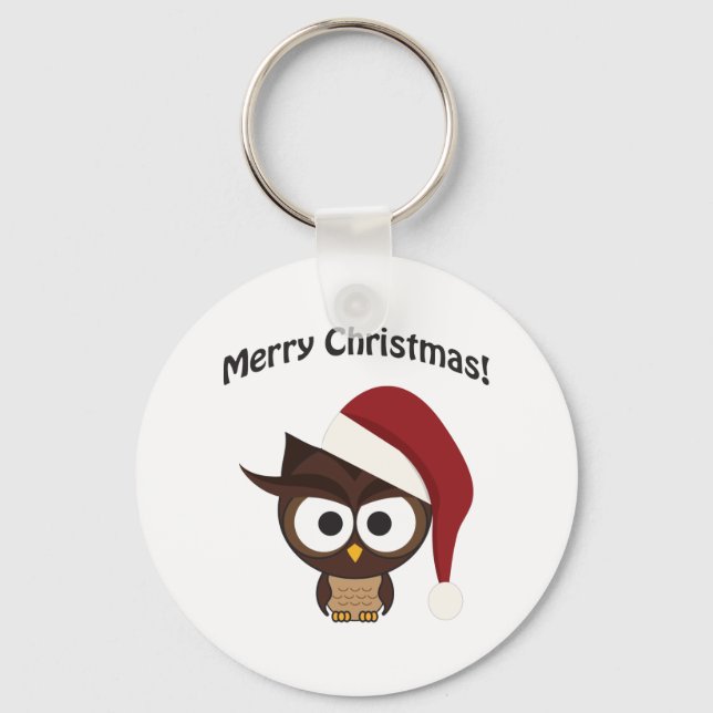 Merry Christmas Angry Owl Key Ring (Front)