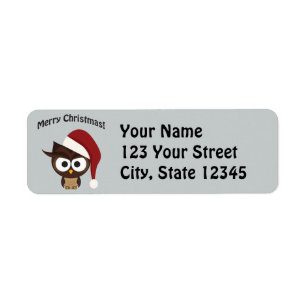 Merry Christmas Angry Owl Return Address Label