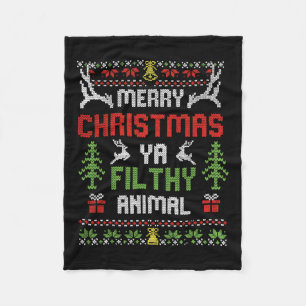 Merry Christmas Animal Filthy Ya Fleece Blanket