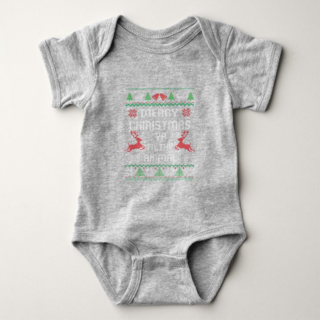 Merry Christmas Animal Filthy Ya Great Baby Bodysuit (Front)