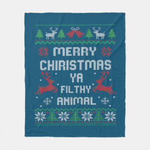 Merry Christmas Animal Filthy Ya Great Fleece Blanket