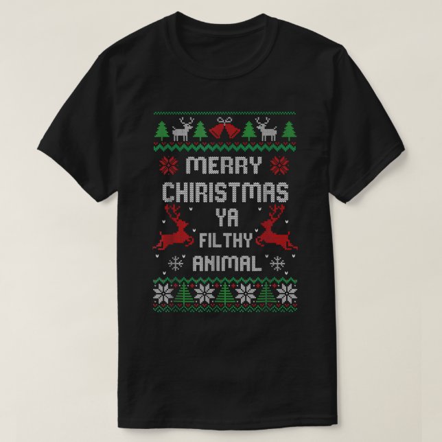 Merry Christmas Animal Filthy Ya T-Shirt (Design Front)