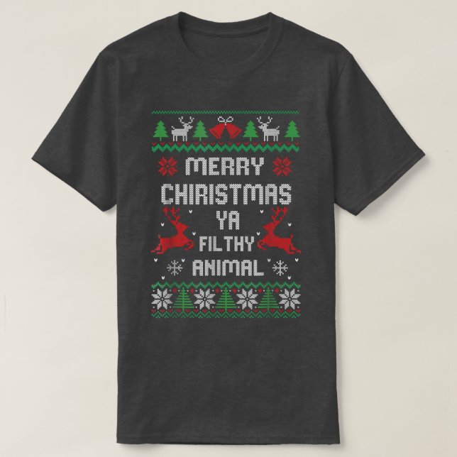 Merry Christmas Animal Filthy Ya T-Shirt (Design Front)