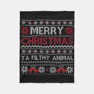 Merry Christmas Animal Filthy Ya Ugly Style Xmas  Fleece Blanket