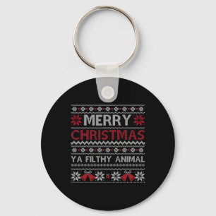Merry Christmas Animal Filthy Ya Ugly Style Xmas Key Ring