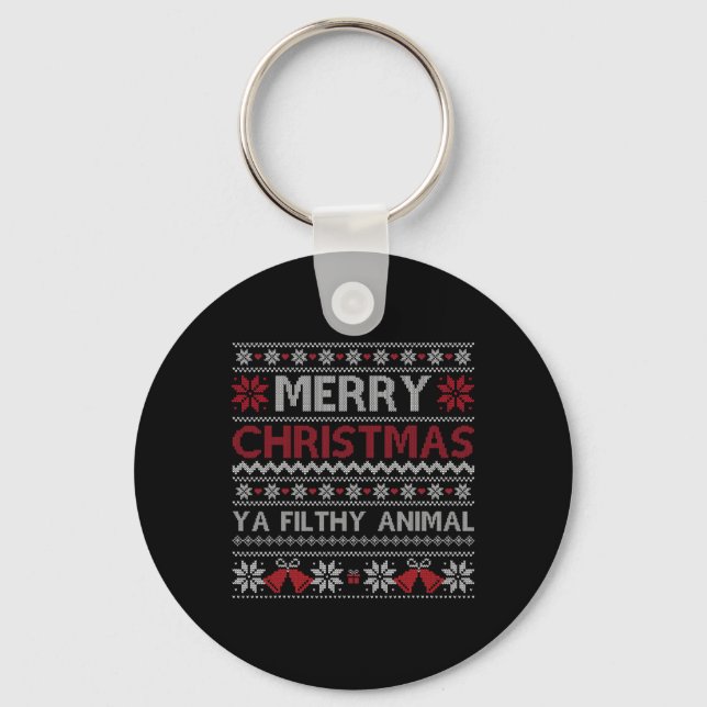 Merry Christmas Animal Filthy Ya Ugly  Style Xmas  Key Ring (Front)