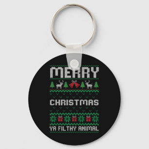 Merry Christmas Animal Filthy Ya Ugly Xmas Family  Key Ring