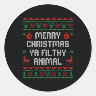 Merry Christmas Animal Filthy Ya Xmas Family Pajam Classic Round Sticker