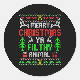 Merry Christmas Animal Filthy Ya Xmas Family Pajam Classic Round Sticker