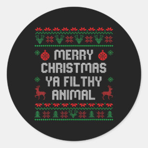 Merry Christmas Animal Filthy Ya Xmas Family Pajam Classic Round Sticker