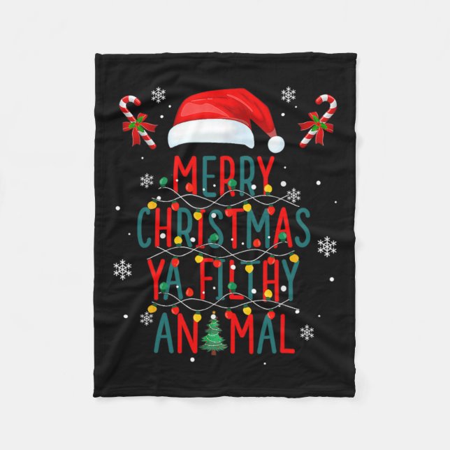 Merry Christmas Animal Filthy Ya Xmas Family Pajam Fleece Blanket (Front)