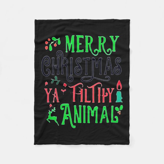 Merry Christmas Animal Filthy Ya Xmas Family Pajam Fleece Blanket (Front)