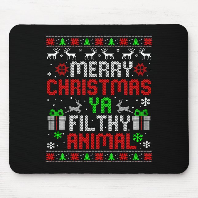 Merry Christmas Animal Filthy Ya Xmas Family Pajam Mouse Pad (Front)