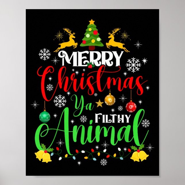 Merry Christmas Animal Filthy Ya Xmas Family Pajam Poster (Front)