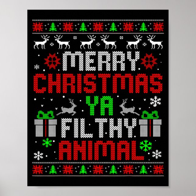 Merry Christmas Animal Filthy Ya Xmas Family Pajam Poster (Front)
