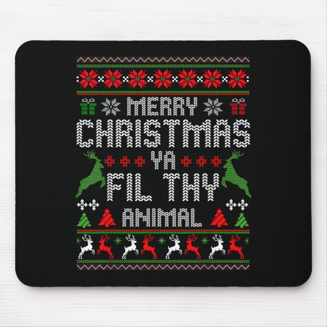 Merry Christmas Animal Filthy Ya Xmas Pajama Chris Mouse Pad (Front)