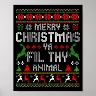 Merry Christmas Animal Filthy Ya Xmas Pajama Chris Poster