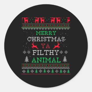 Merry Christmas Animal Filthy Ya Xmas Pajama Famil Classic Round Sticker