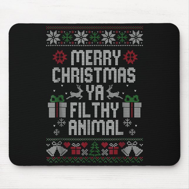 Merry Christmas Animal Filthy Ya Xmas Pajama  Mouse Pad (Front)